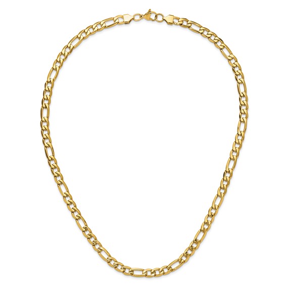 Chisel Stainless Steel Polished Yellow IP-plated 7.50mm 23.5 inch Figaro Necklace