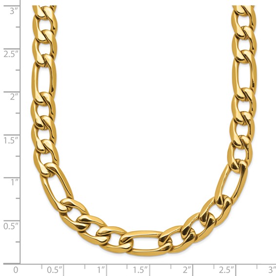 Chisel Stainless Steel Polished Yellow IP-plated 7.50mm 23.5 inch Figaro Necklace
