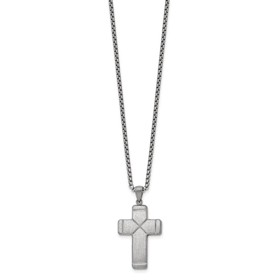Stainless Steel Brushed ande Polished Cross Necklace