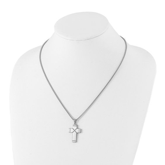 Stainless Steel Brushed ande Polished Cross Necklace