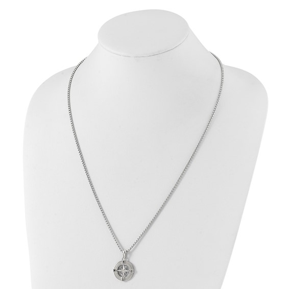 Stainess Steel Polished Compass Necklace