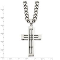 Chisel Stainless Steel Polished Cross Pendant on a Curb Chain Necklace, 22" view 5