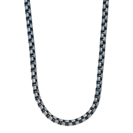 Chisel Stainless Steel Polished Blue IP-plated 6mm 22 inch Rolo Chain Necklace
