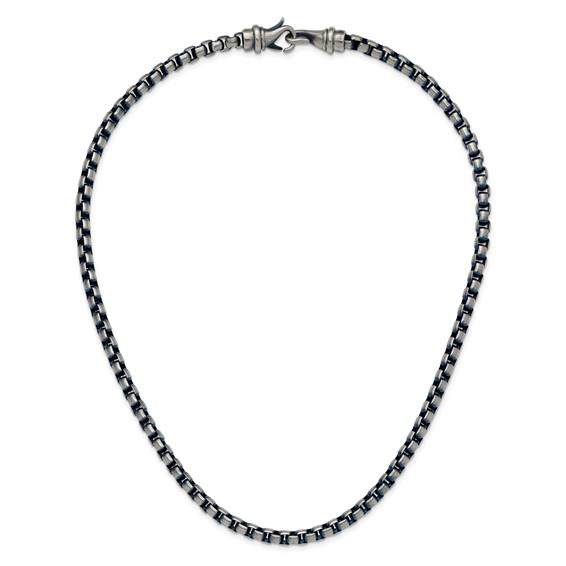Chisel Stainless Steel Polished Blue IP-plated 6mm 22 inch Rolo Chain Necklace