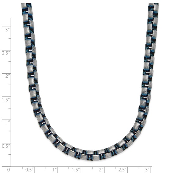 Chisel Stainless Steel Polished Blue IP-plated 6mm 22 inch Rolo Chain Necklace