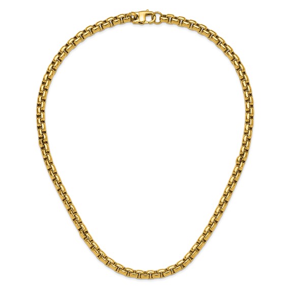 Chisel Stainless Steel Polished Yellow IP-plated 8mm 24 inch Round Box Chain Necklace