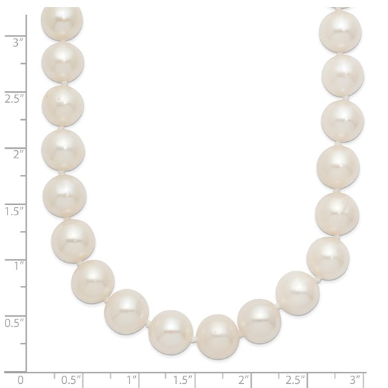 Chisel Stainless Steel Polished 9-10mm Hand Knotted White Round Freshwater Cultured Pearl 24 inch Necklace