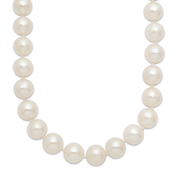 Chisel Stainless Steel Polished 9-10mm Hand Knotted White Round Freshwater Cultured Pearl 24 inch Necklace