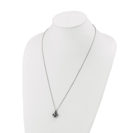 Chisel Stainless Steel Antiqued and Polished Fancy Cross Pendant on a 24.5 inch Cable Chain Necklace