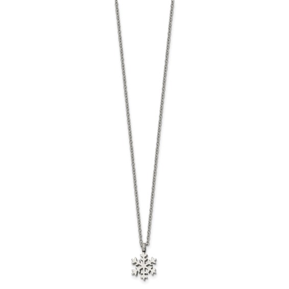 Chisel Stainless Steel Polished Snowflake Pendant on a 20.25 inch Plus 1 inch Extension Cable Chain Necklace