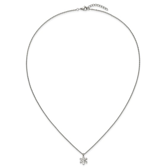 Chisel Stainless Steel Polished Snowflake Pendant on a 20.25 inch Plus 1 inch Extension Cable Chain Necklace