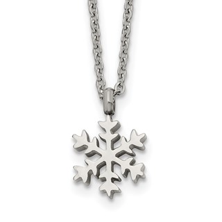 Chisel Stainless Steel Polished Snowflake Pendant on a 20.25 inch Plus 1 inch Extension Cable Chain Necklace