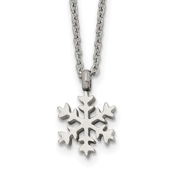 Chisel Stainless Steel Polished Snowflake Pendant on a 20.25 inch Plus 1 inch Extension Cable Chain Necklace