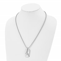 Stainless Steel Brushed & Polished Woman Silhouette Dog Tag Necklace, 22" view 4