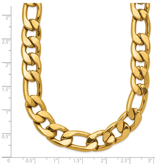 Chisel Stainless Steel Polished Yellow IP-plated 19.5 inch Plus a 2.5 inch Extension Figaro Link Necklace