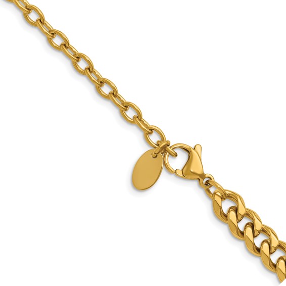 Chisel Stainless Steel Polished Yellow IP-plated 20 inch Plus a 3 inch Extension Curb Link Necklace