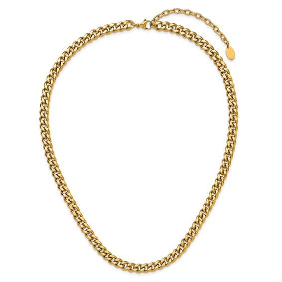 Chisel Stainless Steel Polished Yellow IP-plated 20 inch Plus a 3 inch Extension Curb Link Necklace