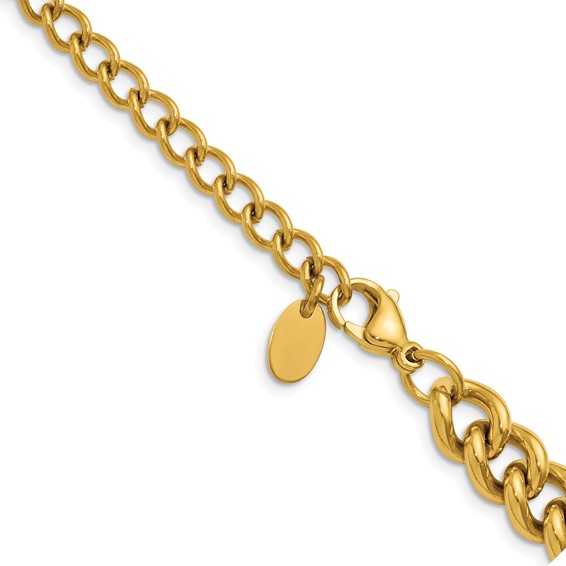 Chisel Stainless Steel Polished Yellow IP-plated 16 inch Plus a 2.5 inch Round Curb Link Necklace