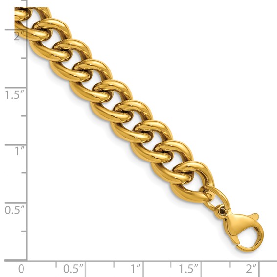Chisel Stainless Steel Polished Yellow IP-plated 16 inch Plus a 2.5 inch Round Curb Link Necklace