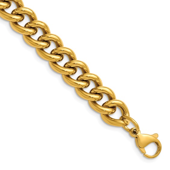 Chisel Stainless Steel Polished Yellow IP-plated 16 inch Plus a 2.5 inch Round Curb Link Necklace