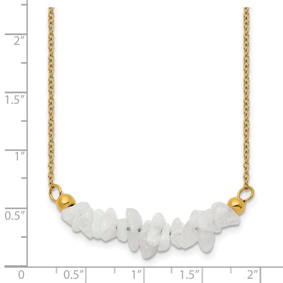 Chisel Stainless Steel Polished Yellow IP-plated White Jade on a 15 inch Plus a 2.75 inch Extension Cable Chain Necklace
