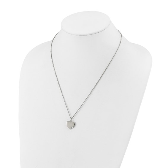 Chisel Stainless Steel Polished Heart Pendant on a 20.5 inch Plus 1 inch Extension Cable Chain Necklace