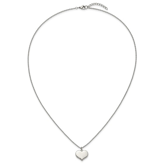 Chisel Stainless Steel Polished Heart Pendant on a 20.5 inch Plus 1 inch Extension Cable Chain Necklace