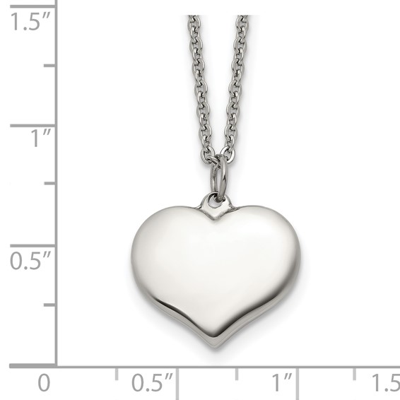 Chisel Stainless Steel Polished Heart Pendant on a 20.5 inch Plus 1 inch Extension Cable Chain Necklace