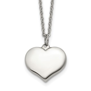 Chisel Stainless Steel Polished Heart Pendant on a 20.5 inch Plus 1 inch Extension Cable Chain Necklace