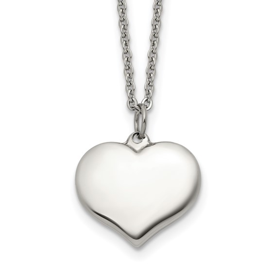 Chisel Stainless Steel Polished Heart Pendant on a 20.5 inch Plus 1 inch Extension Cable Chain Necklace