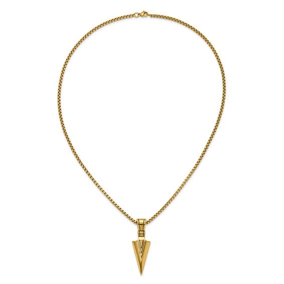 Chisel Stainless Steel Antiqued and Polished Arrowhead Pendant on a 22 inch Box Chain Necklace