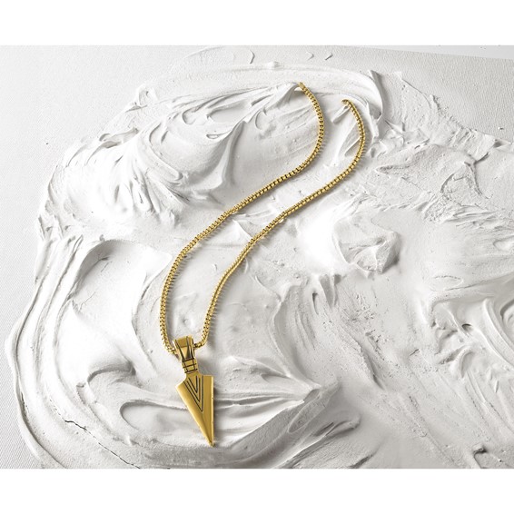 Chisel Stainless Steel Antiqued and Polished Arrowhead Pendant on a 22 inch Box Chain Necklace