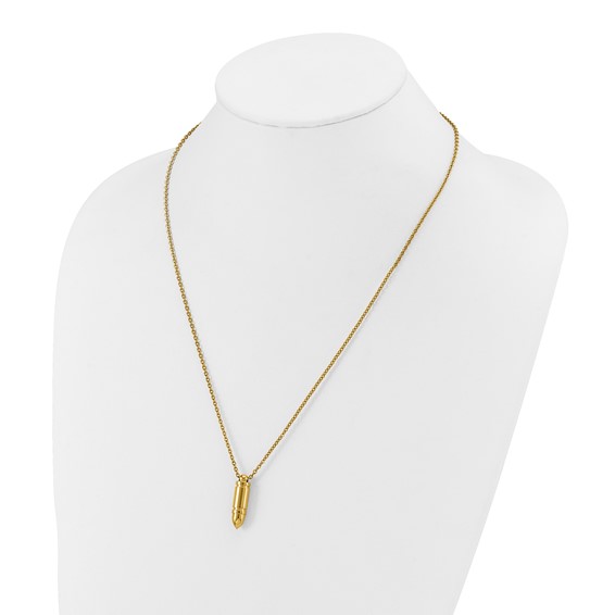 Chisel Stainless Steel Polished Yellow IP-plated Bullet Pendant on a 22 inch Cable Chain Necklace