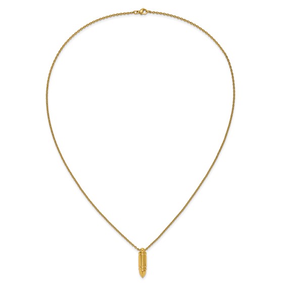 Chisel Stainless Steel Polished Yellow IP-plated Bullet Pendant on a 22 inch Cable Chain Necklace
