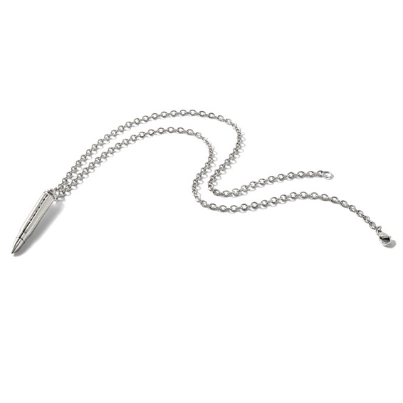 Chisel Stainless Steel Polished Bullet Capsule Pendant on a 20 inch Plus 2 inch Extension Cable Chain Necklace