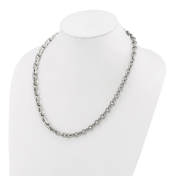 Chisel Stainless Steel Brushed and Polished Half Cable Link and Half Square Link 22 inch Necklace