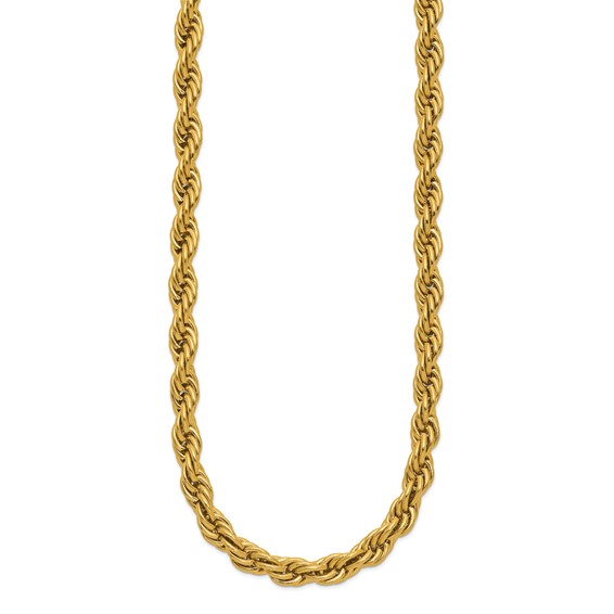 Chisel Stainless Steel Polished Yellow IP-plated 6mm Rope Chain 24 inch Necklace
