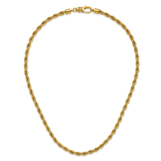 Chisel Stainless Steel Polished Yellow IP-plated 6mm Rope Chain 24 inch Necklace