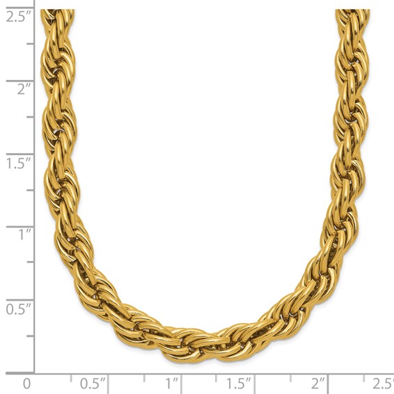 Chisel Stainless Steel Polished Yellow IP-plated 6mm Rope Chain 24 inch Necklace