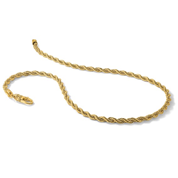 Chisel Stainless Steel Polished Yellow IP-plated 6mm Rope Chain 24 inch Necklace
