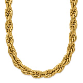 Chisel Stainless Steel Polished Yellow IP-plated 6mm Rope Chain 24 inch Necklace