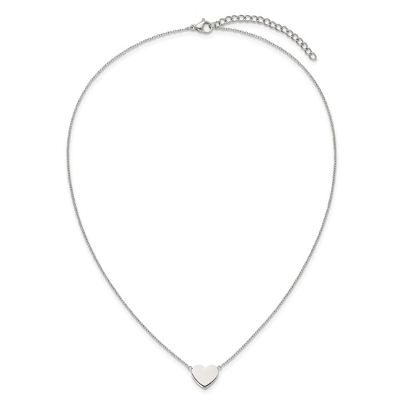 Chisel Stainless Steel Polished Heart on a 16 inch Plus 2 inch Extension Cable Chain Necklace