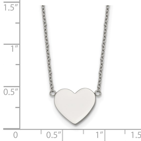 Chisel Stainless Steel Polished Heart on a 16 inch Plus 2 inch Extension Cable Chain Necklace