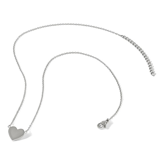 Chisel Stainless Steel Polished Heart on a 16 inch Plus 2 inch Extension Cable Chain Necklace