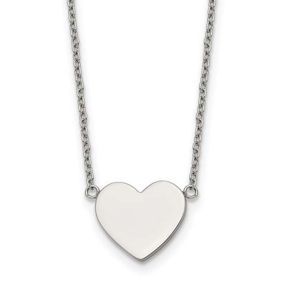 Chisel Stainless Steel Polished Heart on a 16 inch Plus 2 inch Extension Cable Chain Necklace