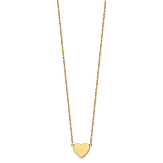 Chisel Stainless Steel Polished Yellow IP-plated Heart on a 16 inch Plus a 2 inch Extension Cable Chain Necklace
