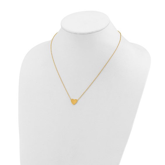Chisel Stainless Steel Polished Yellow IP-plated Heart on a 16 inch Plus a 2 inch Extension Cable Chain Necklace