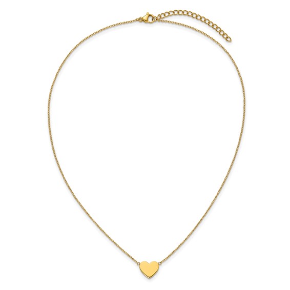 Chisel Stainless Steel Polished Yellow IP-plated Heart on a 16 inch Plus a 2 inch Extension Cable Chain Necklace