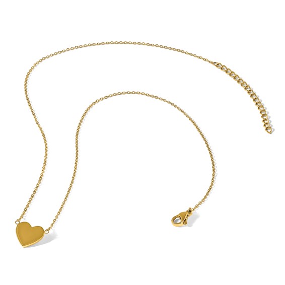 Chisel Stainless Steel Polished Yellow IP-plated Heart on a 16 inch Plus a 2 inch Extension Cable Chain Necklace