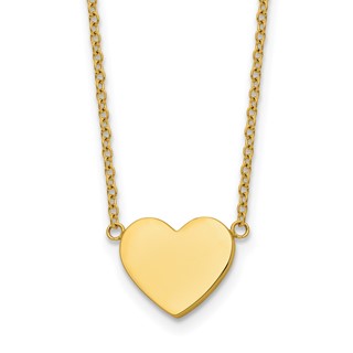 Chisel Stainless Steel Polished Yellow IP-plated Heart on a 16 inch Plus a 2 inch Extension Cable Chain Necklace